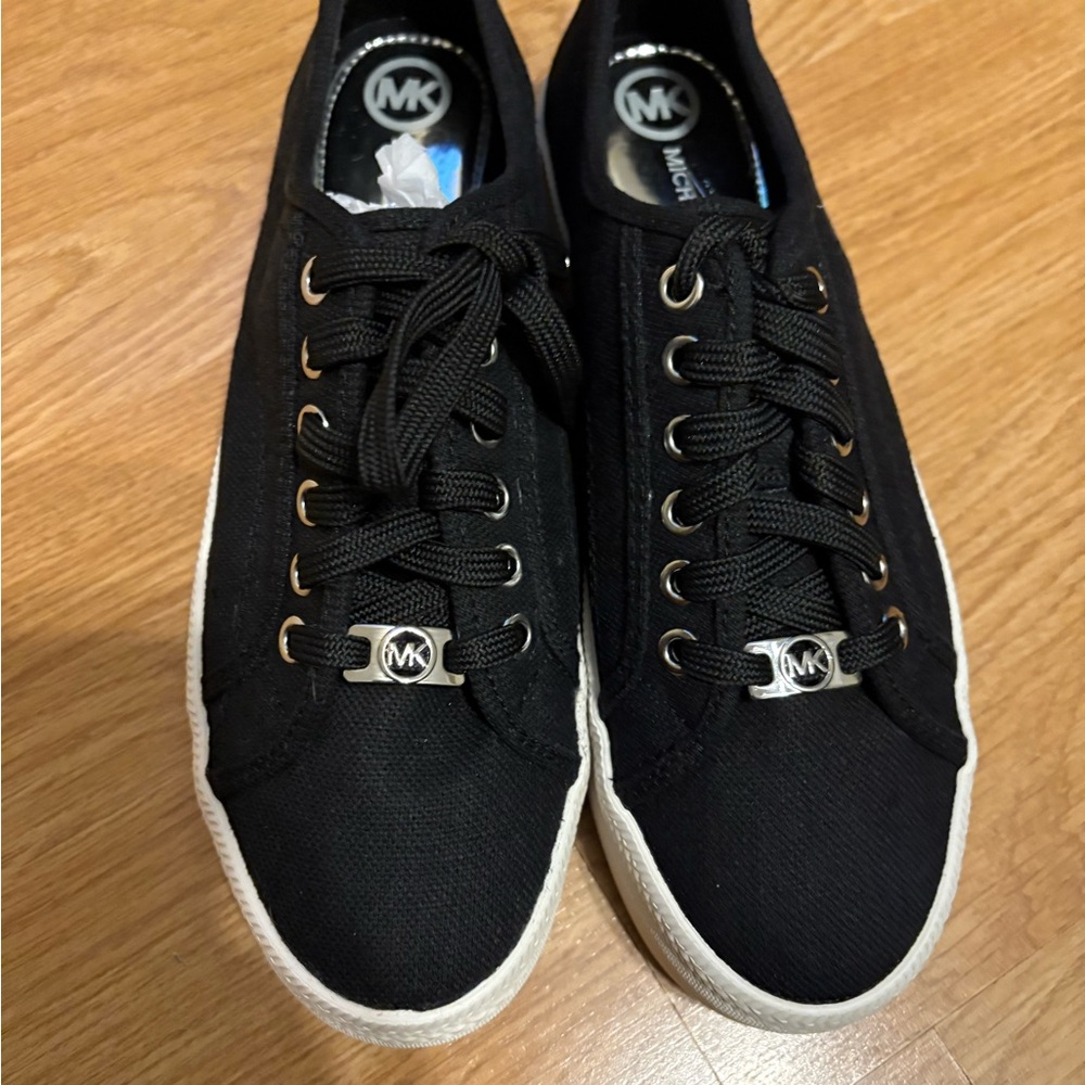 Michael Kors Black Canvas Lace-Up Sneakers - Picture 3 of 3